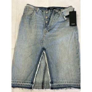 Hudson Jeans Womens Size 25 Sloane Distressed Denim Blue Jean Raw Hem Skirt NWT